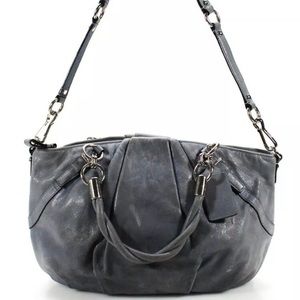 Coach gray leather satchel shoulder bag